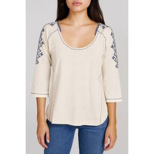 Madewell 1937‎ Embroidered Cotton Linen Blend Top Cream Size Medium